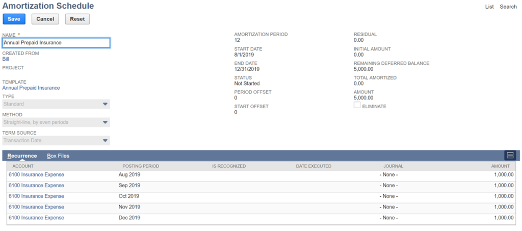 a screenshot of "Editing Amortization Schedules"