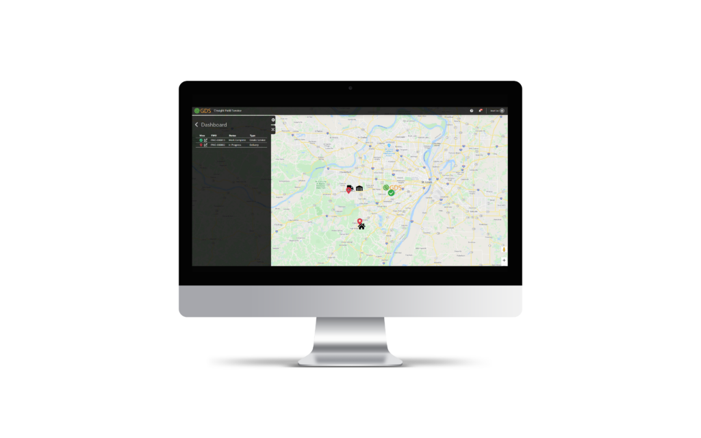 dashboard map screenshot on a iMac monitor